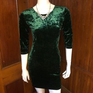 Crushed velvet, green dress